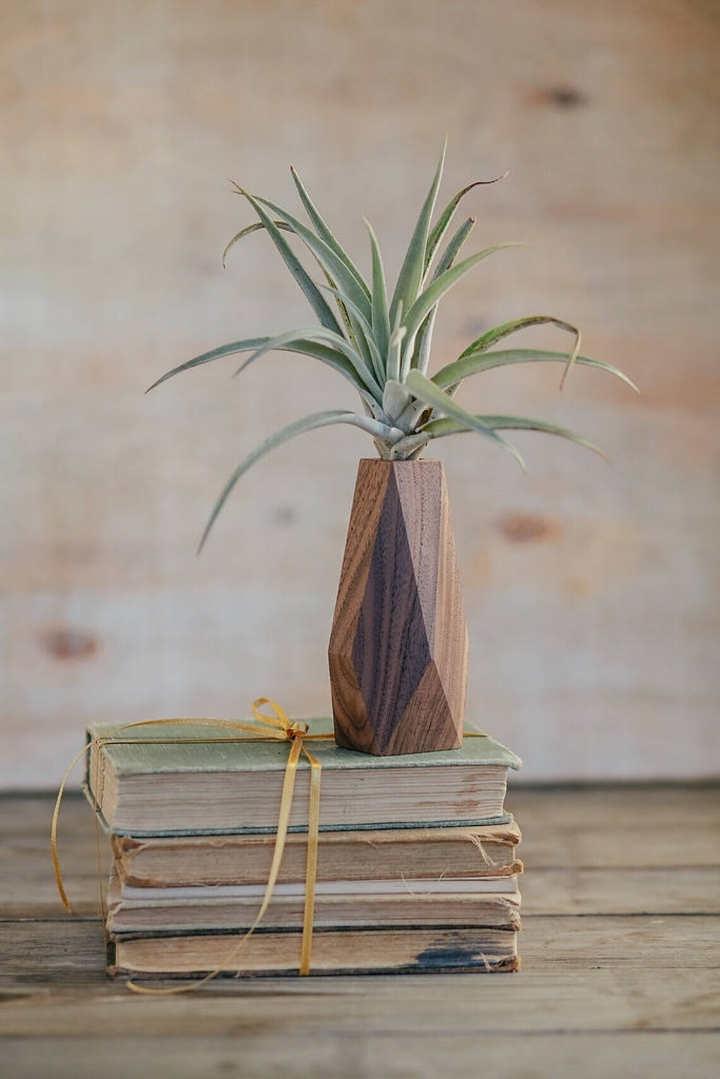 Faceted Wooden Table Vase
