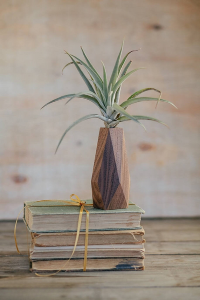 Faceted Wooden Table Vase