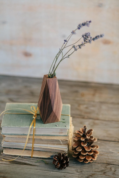 Faceted Wooden Table Vase