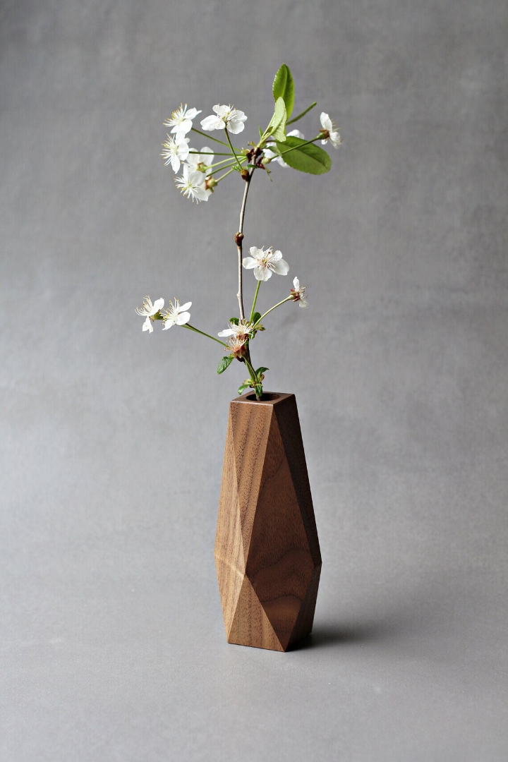 Faceted Wooden Table Vase